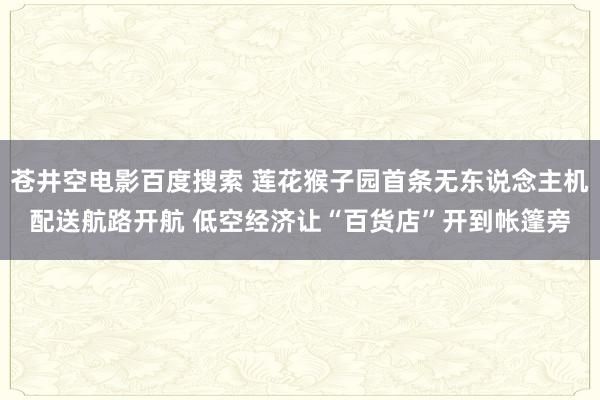 苍井空电影百度搜索 莲花猴子园首条无东说念主机配送航路开航 低空经济让“百货店”开到帐篷旁