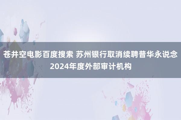 苍井空电影百度搜索 苏州银行取消续聘普华永说念2024年度外部审计机构