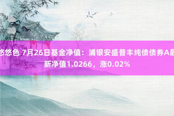 悠悠色 7月26日基金净值：浦银安盛普丰纯债债券A最新净值1.0266，涨0.02%