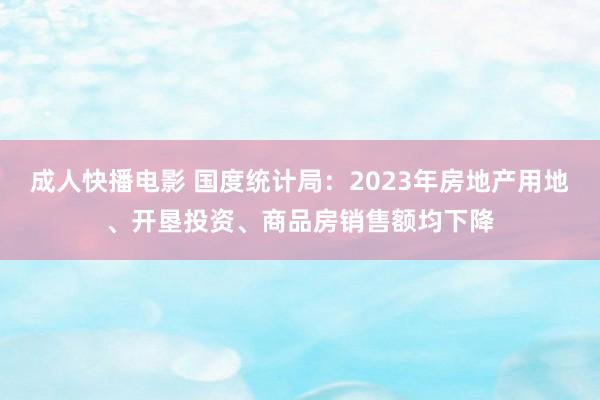 成人快播电影 国度统计局：2023年房地产用地、开垦投资、商品房销售额均下降