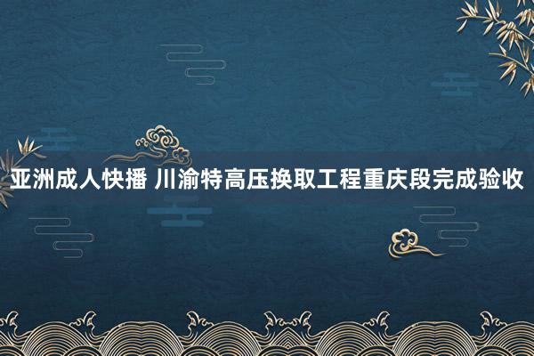 亚洲成人快播 川渝特高压换取工程重庆段完成验收