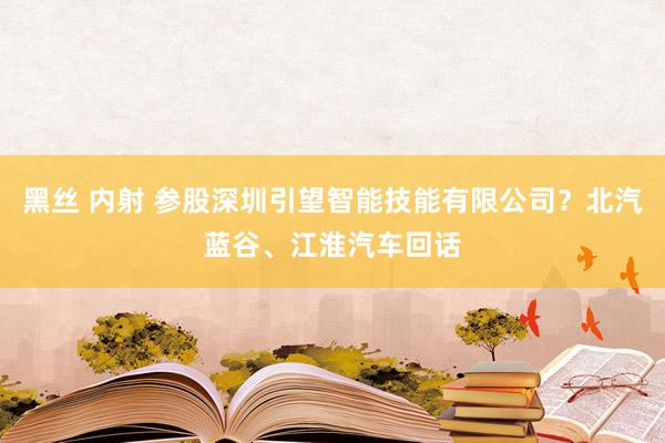 黑丝 内射 参股深圳引望智能技能有限公司？北汽蓝谷、江淮汽车回话