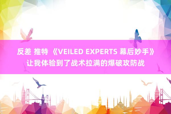 反差 推特 《VEILED EXPERTS 幕后妙手》让我体验到了战术拉满的爆破攻防战